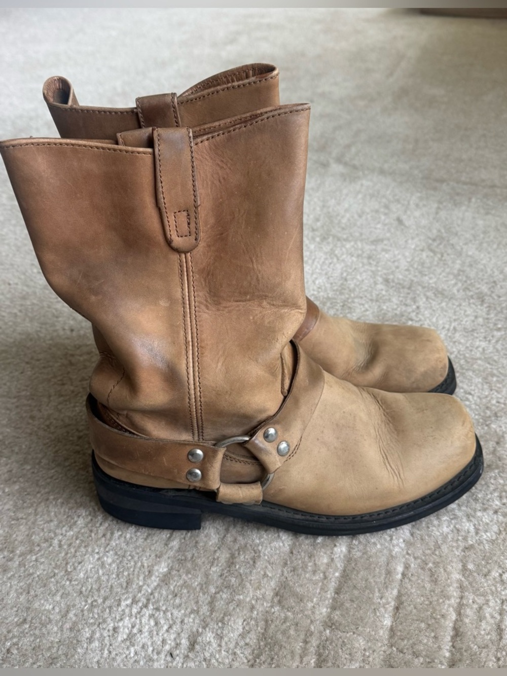 Harness Leather Boots in Light Brown